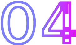 The number 04 is displayed in large, outlined font with a gradient color effect blending blue and pink, evoking modern Digital Marketing or AI SEO design trends.