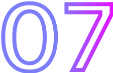 Large, outlined number 07 on a black background, perfect for a marketing agency. The gradient color transitions from blue on the left (0) to pink on the right (7), adding vibrant style and appeal.