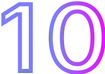 Large outlined number 10 with the digit 1 in blue and the digit 0 in pink, set against a transparent background. The vibrant colors and bold lines make it perfect for a web design agency or digital marketing visuals.